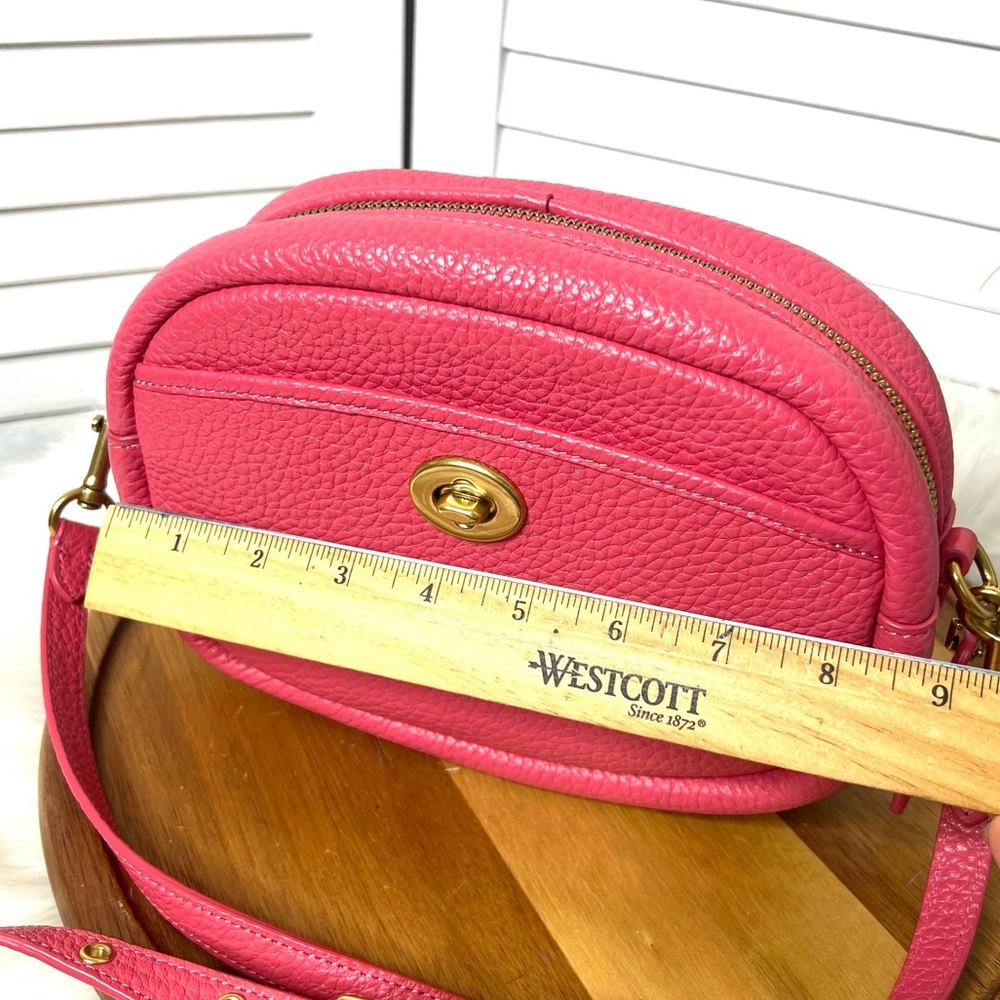 Coach Camera Bag Pink Soft Pebble Leather Crossbody Two Adjustable Straps - Picture 6 of 17